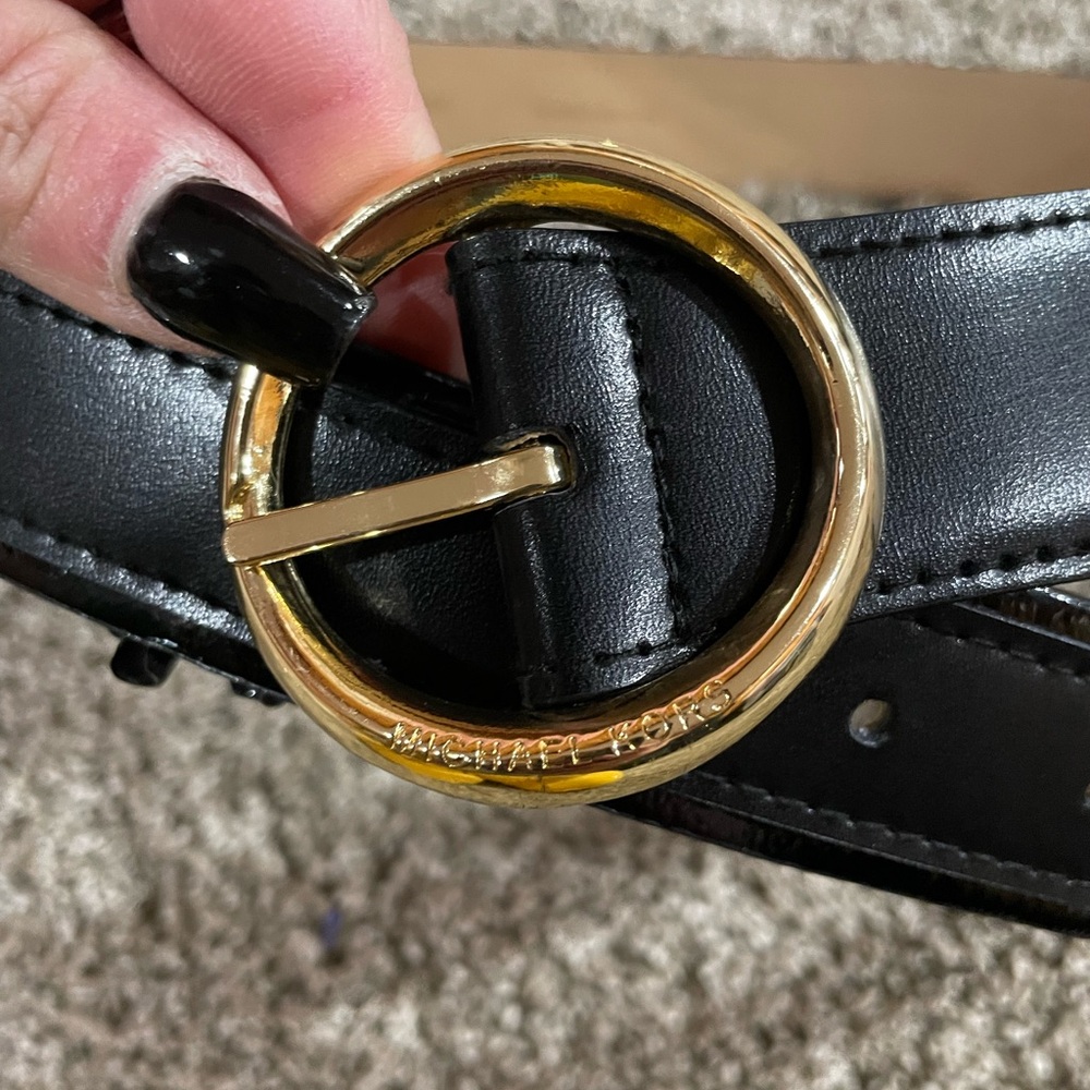 Michael Kors Black Belt with Gold Buckle